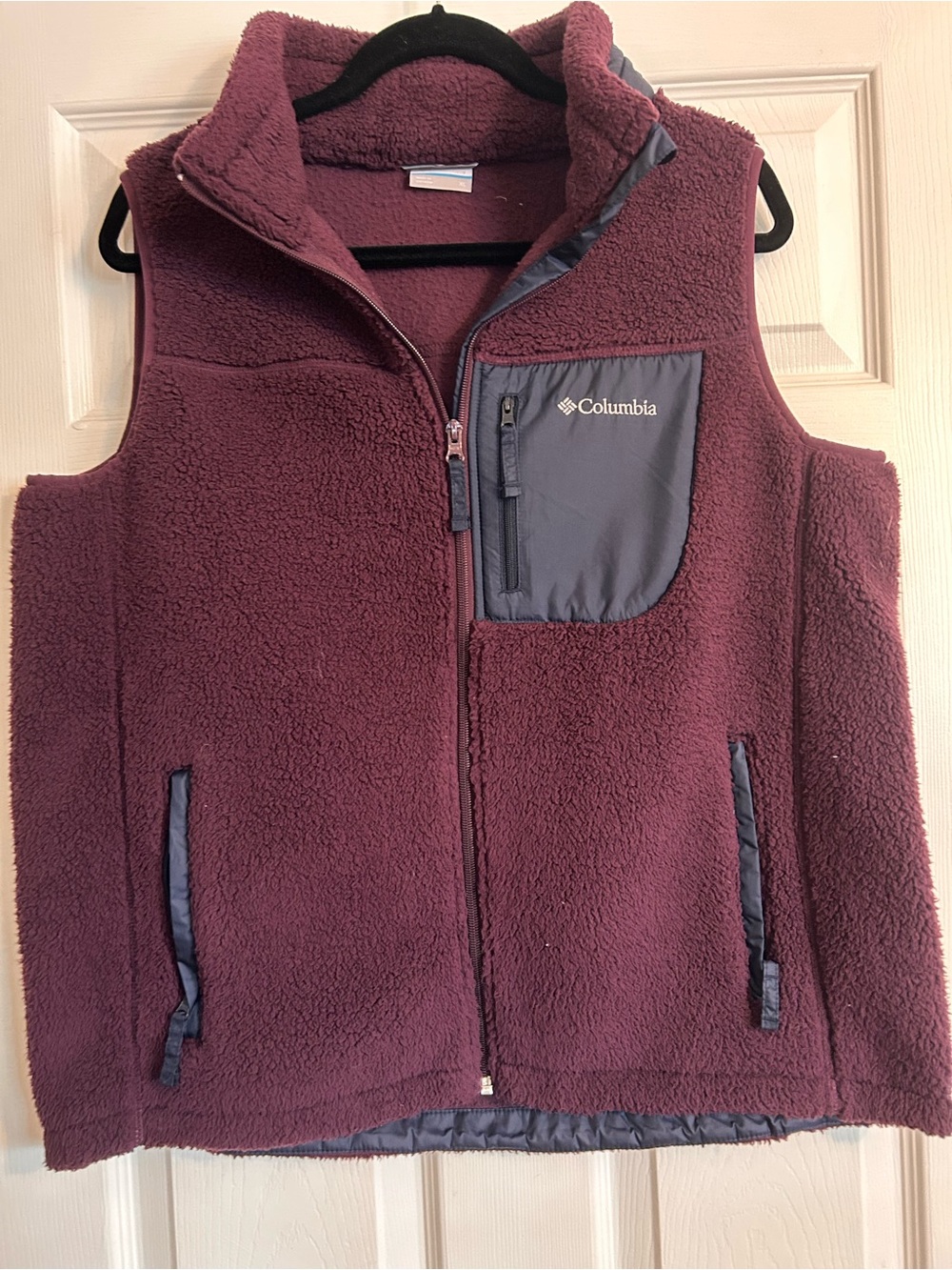 Columbia Kids Burgundy Sherpa Fleece Vest with Contrast Pocket